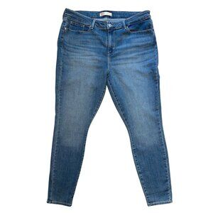 Signature Levi Strauss Mid Rise Skinny Jeans Womens 18 Curvy Blue Stretch Denim